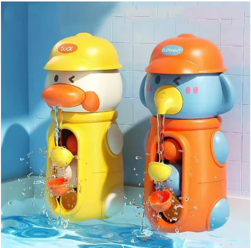 Bath Toys – Cute Duck & Elephant Waterwheel with Suction Cup